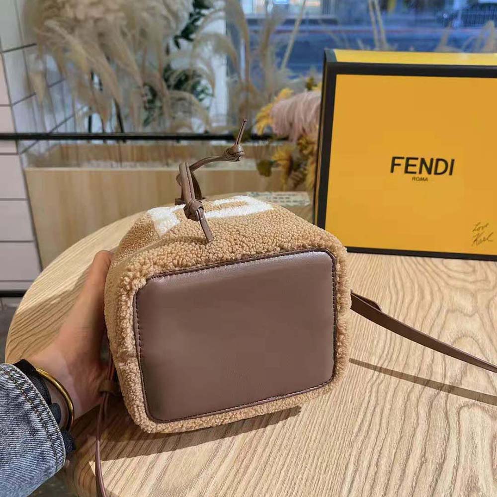 Fendi Women Mon Tresor Mini-Bag in Brown Sheepskin