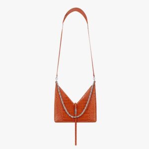 Givenchy Women Small Cut Out Bag in Crocodile Effect Leather with Chain-Brown