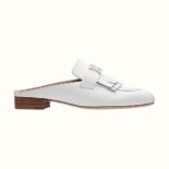 Hermes Women Rivoli Mule Mule in Calfskin with Fringe Detail-White