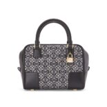 Loewe Women Amazona 19 Square Bag in Jacquard and Calfskin-black