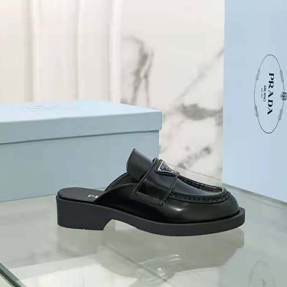 Prada Women Chocolate Brushed Leather 