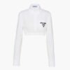 Prada Women Embroidered Cropped Poplin Shirt