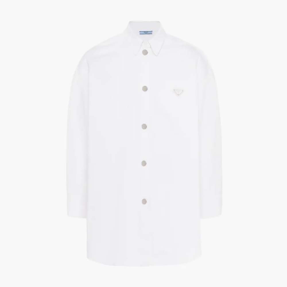 Prada Organic Denim Shirt, Women, Navy, Size 38