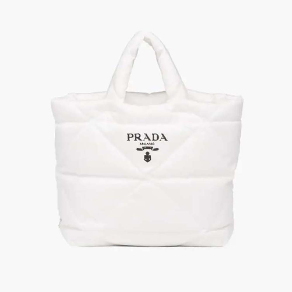 Prada Women Padded Re-Nylon Tote Bag-White
