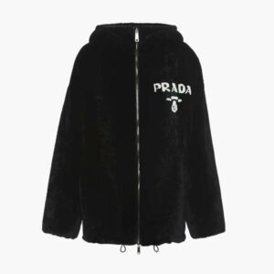 Prada Women Reversible Gabardine and Shearling Jacket-Black