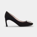 Roger Vivier Women Trompette Crystal Buckle Pumps in Satin