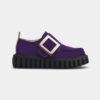 Roger Vivier Women Viv' Go-Thick Metal Buckle Loafers in Suede