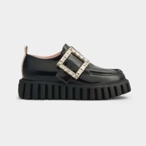 Roger Vivier Women Viv Go-Thick Strass Buckle Loafers in Patent Leather