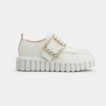 Roger Vivier Women Viv’ Go-Thick Strass Buckle Loafers in Patent Leather