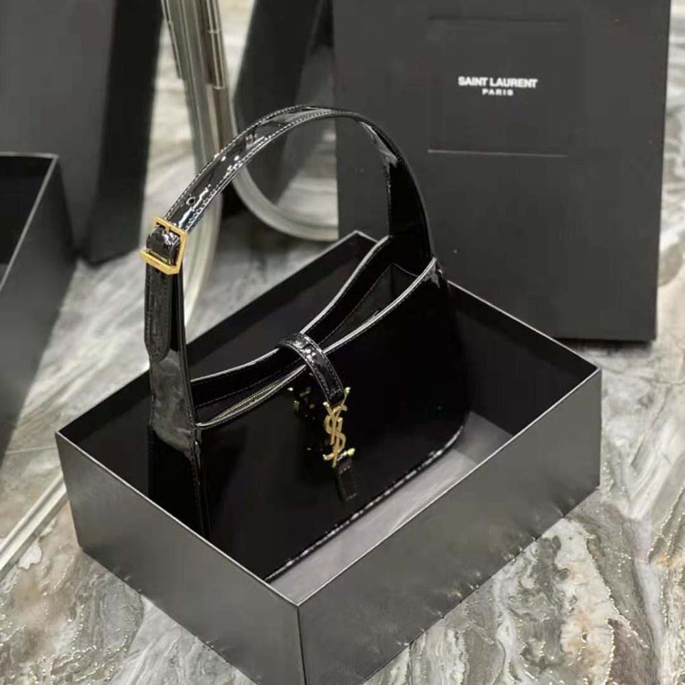 Saint Laurent YSL Women Le 5 A 7 Hobo Bag in Patent Leather-Black 4 Saint Laurent YSL Women Le 5 A 7 Hobo Bag in Patent Leather-Black - Image 4