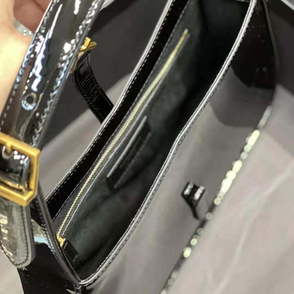 Saint Laurent YSL Women Le 5 A 7 Hobo Bag in Patent Leather-Black 9 Saint Laurent YSL Women Le 5 A 7 Hobo Bag in Patent Leather-Black - Image 9