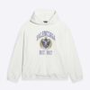 Balenciaga Men College Wide Fit Hoodie in off-white and Dark Blue Medium Fleece