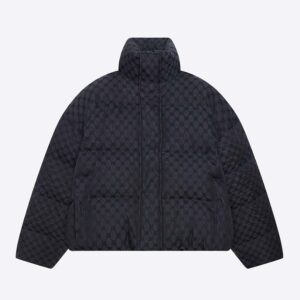 Balenciaga Logo Jacquard Puffer Jacket In Grey