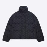 Balenciaga Women Hacker BB Puffer in Black and Dark Grey Canvas Jacquard
