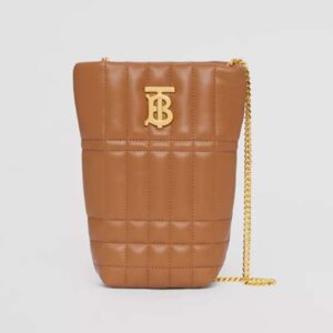 Burberry Women Micro Quilted Lambskin Lola Bucket Bag-brown