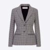 Dior Women Fitted Jacket Black and White Wool Twill and Silk with Micro Houndstooth Motif
