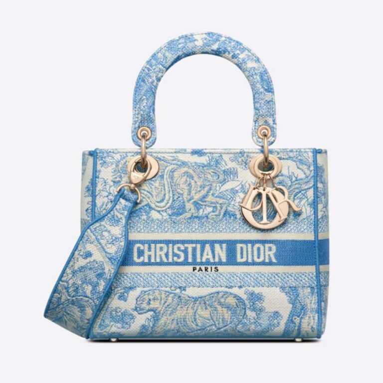 Dior Women Saddle Bag Cornflower Blue Dior Oblique Embroidery