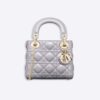 Dior Women Mini Lady Dior Bag Pearlescent Cannage Lambskin-silver