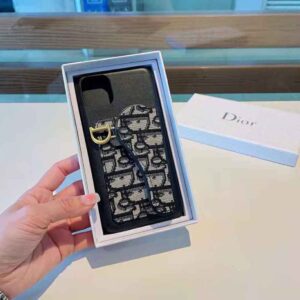 Dior Saddle Cover for iPhone 11 Pro Blue Grained Calfskin and Dior Oblique  Jacquard