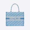 Dior Women Small Dior Book Tote Cornflower Blue Dior Oblique Embroidery