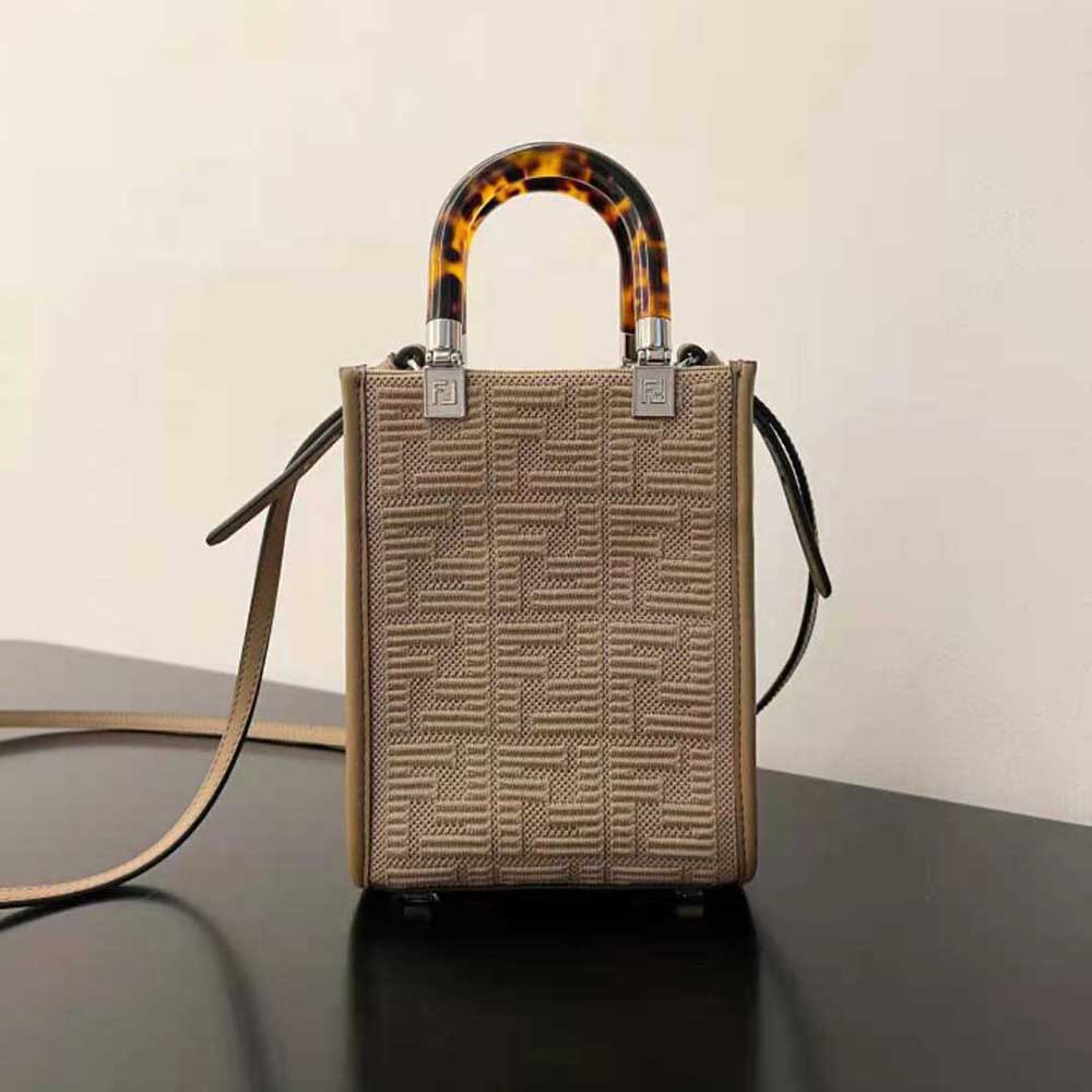 Fendi Sunshine Mini Shopping Bag FF Brown, Mini Bag