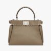 Fendi Women Peekaboo Iconic Mini Full Grain Leather Bag-brown