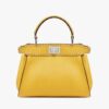 Fendi Women Peekaboo Iconic Mini Full Grain Leather Bag-yellow