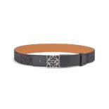 Loewe Men Anagram Belt in Jacquard and Calfskin-Black