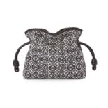 Loewe Women Mini Flamenco Clutch in Anagram Jacquard and Calfskin-black