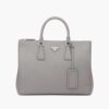 Prada Men Saffiano Leather Prada Galleria Bag-silver