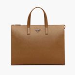 Prada Men Saffiano Leather Tote with a Crosshatch Pattern and Wax Finish