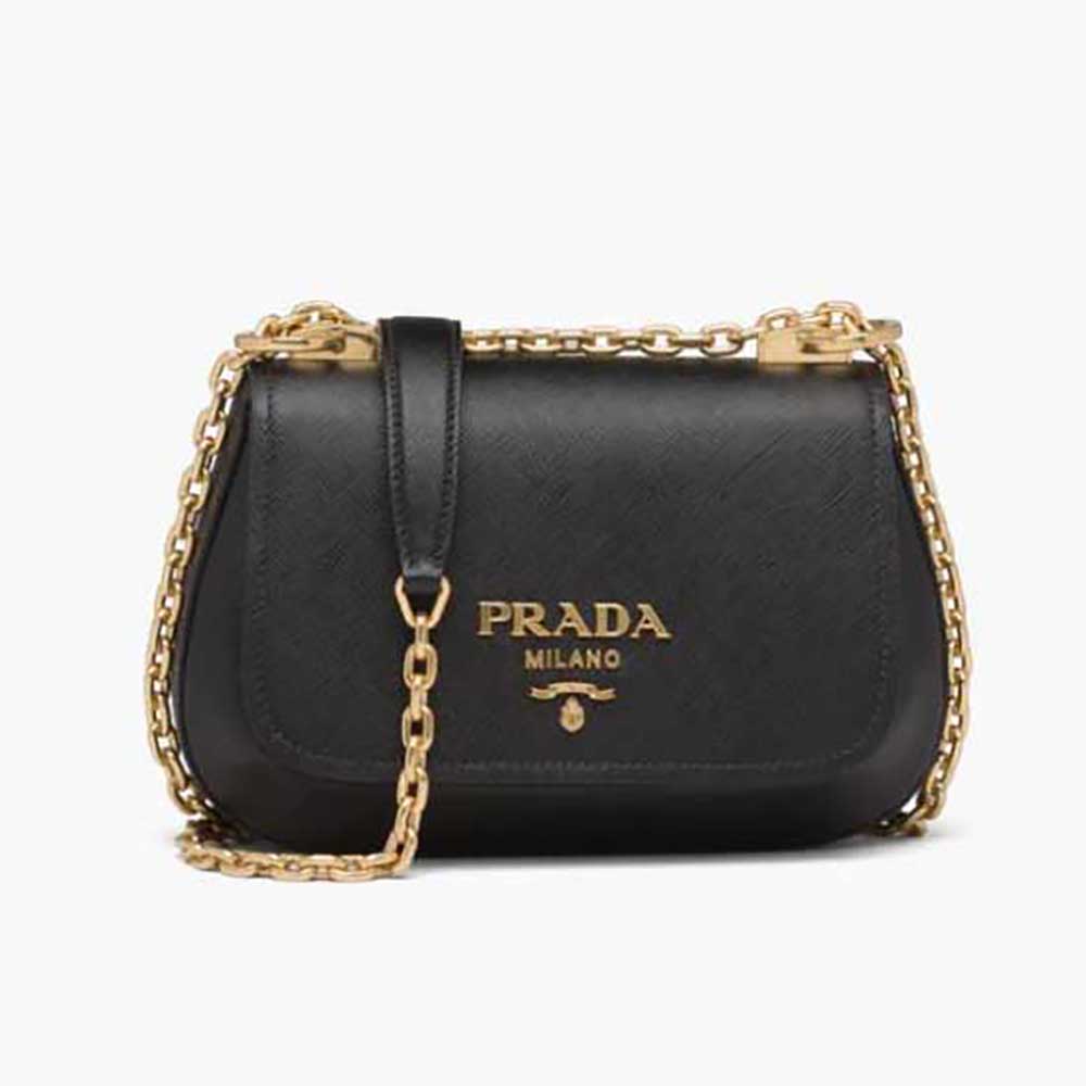 Prada Ladies Black Pattina Saffiano Leather Shoulder Bag 1BD298 2BA7 F0002  8057764945247 - Handbags - Jomashop