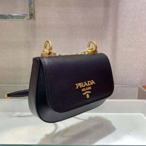 Prada Ladies Black Pattina Saffiano Leather Shoulder Bag