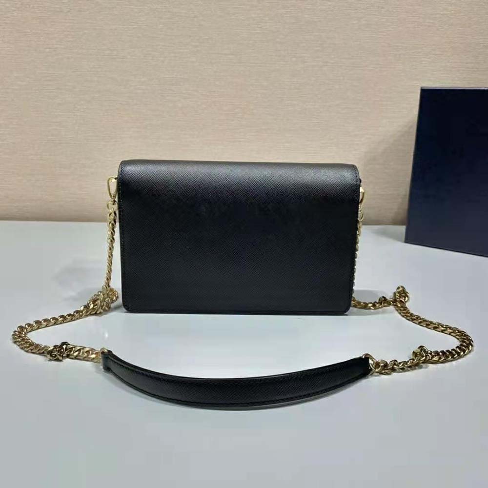 Prada Women Saffiano Leather Shoulder Bag-Black 4 Prada Women Saffiano Leather Shoulder Bag-Black - Image 4