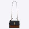 Saint Laurent YSL Women Medium Sunset Satchel in Shiny Vegetable-Tanned Leather
