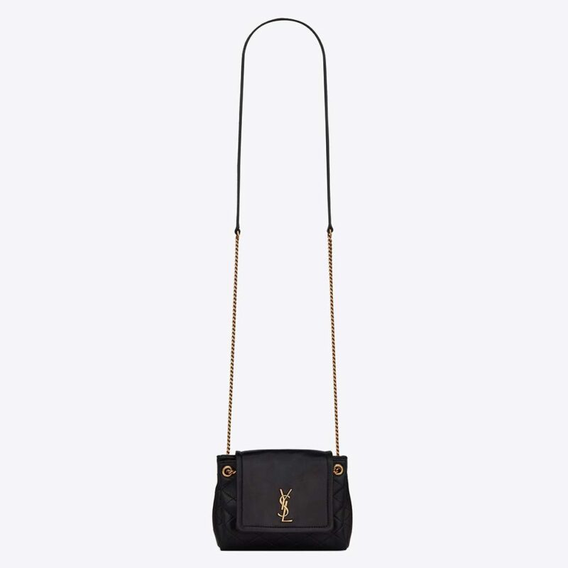 Saint Laurent YSL Women Monogram Mini Nolita in Lame Leather