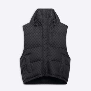 Balenciaga Women Hacker Cocoon Puffer Gilet in Black Canvas Jacquard