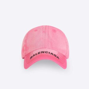 Balenciaga Women Cap in FuchsiaBlack Embroidered Cotton