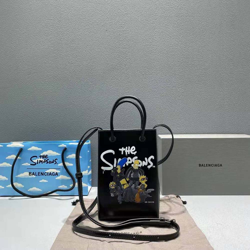 Balenciaga x The Simpsons Mini Shopping Bag Yellow in Calfskin