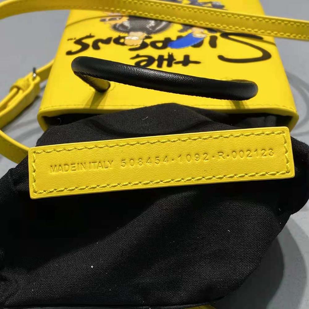 Balenciaga x The Simpsons Mini Shopping Bag Yellow in Calfskin