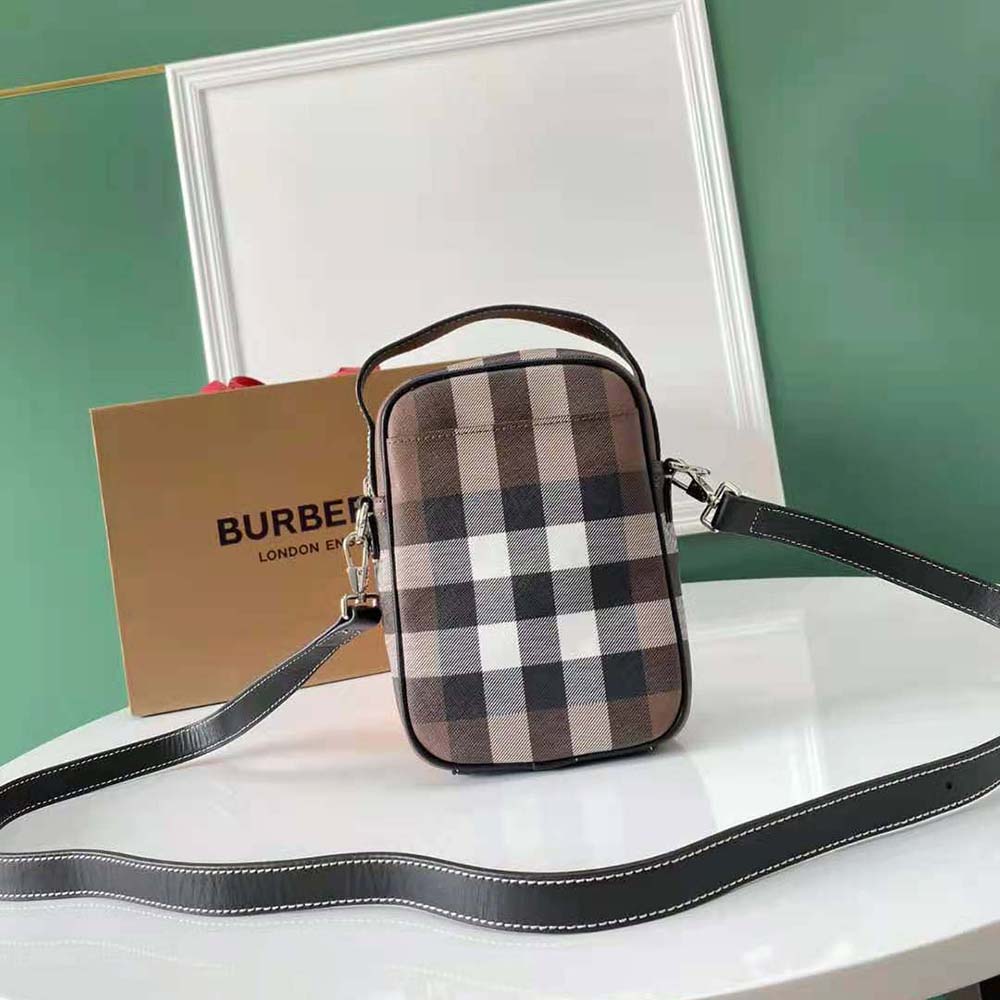 Burberry Men Check and Leather Crossbody Bag-Brown 3 Burberry Men Check and Leather Crossbody Bag-Brown - Image 3