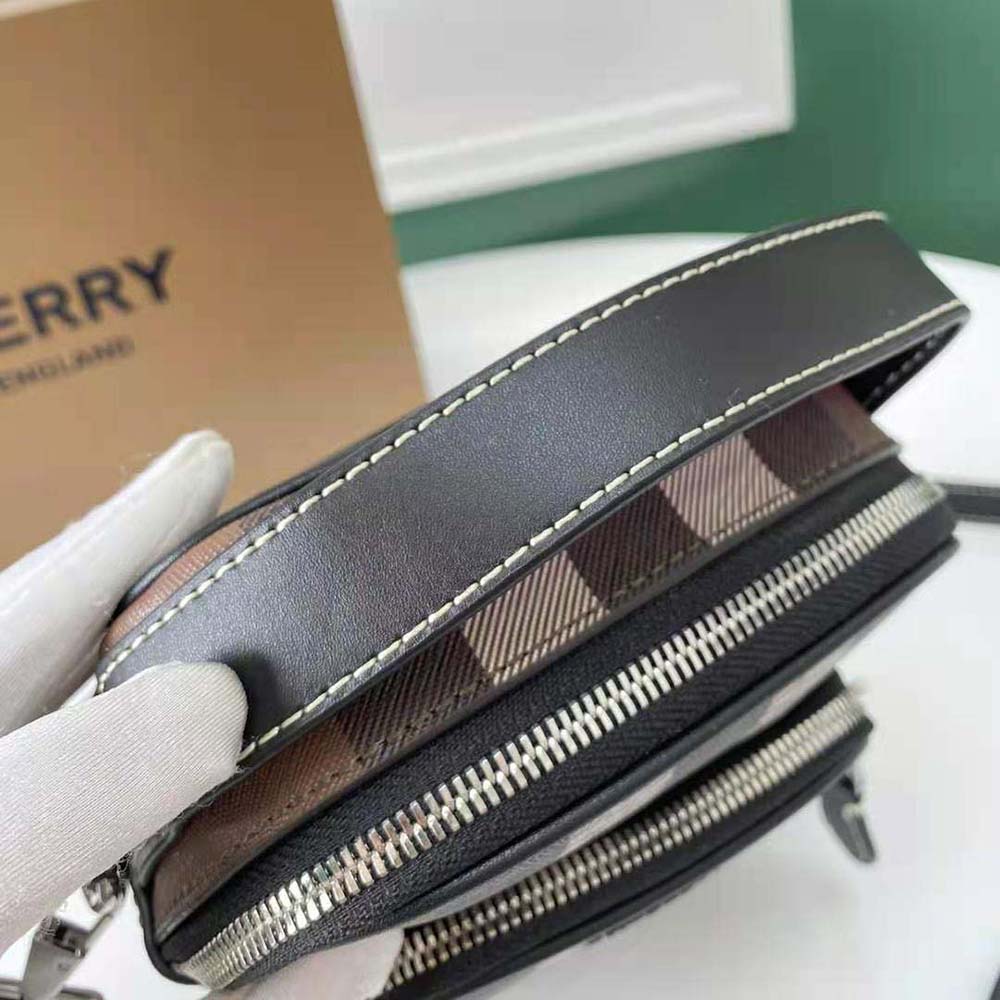 Burberry Men Check and Leather Crossbody Bag-Brown 7 Burberry Men Check and Leather Crossbody Bag-Brown - Image 7