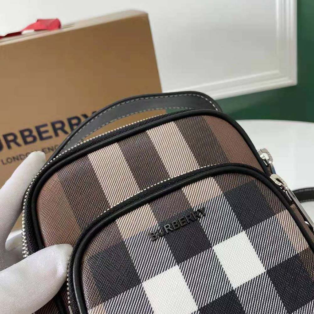 Burberry Men Check and Leather Crossbody Bag-Brown 8 Burberry Men Check and Leather Crossbody Bag-Brown - Image 8