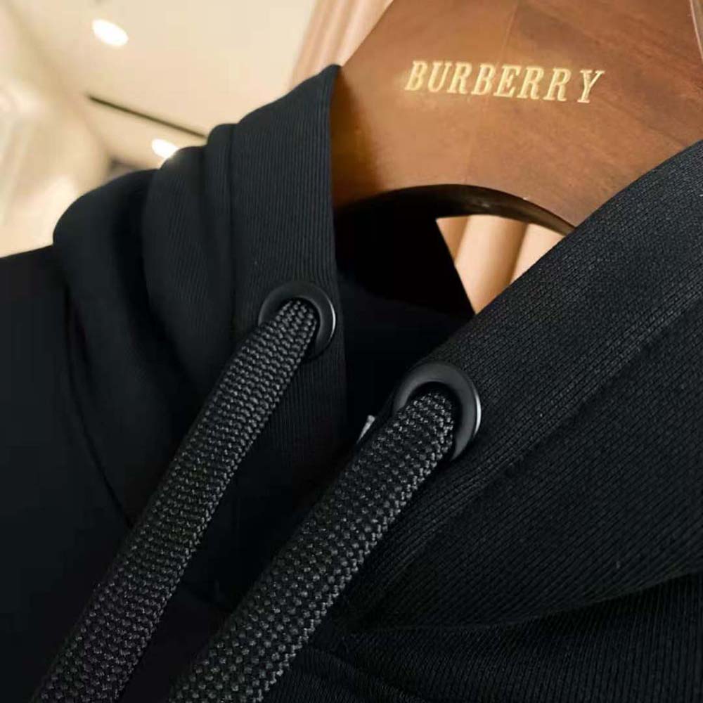 Burberry Men Monogram Motif Cotton Hoodie Black