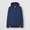 Burberry Men Monogram Print Cotton Hoodie-Navy