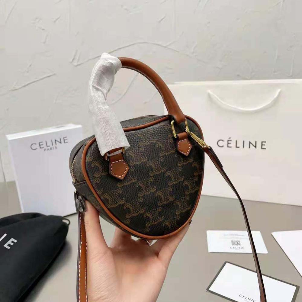 Celine Women Medium Celine Heart in Triomphe Canvas and Calfskin