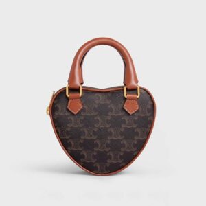 Celine Women Medium Celine Heart in Triomphe Canvas and Calfskin