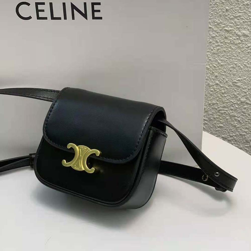 Triomphe leather mini bag Celine Black in Leather - 36676167