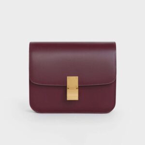 Celine Women Teen Classic Bag in Box Calfskin-Maroon