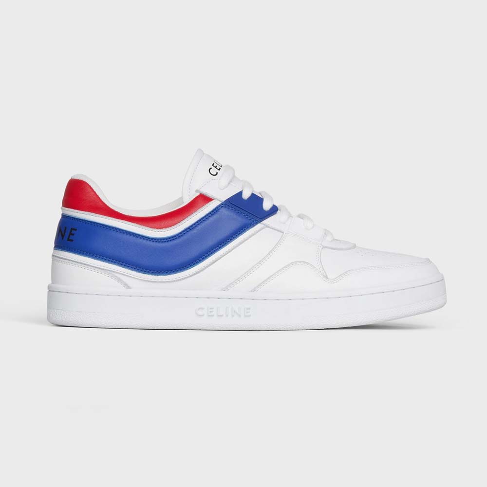 CT-10 Celine Trainer Low Lace-Up Sneaker in Calfskin Leather, Laminated Calfskin Leather and Suede Calfskin Leather - White - Size : 35 - for Women